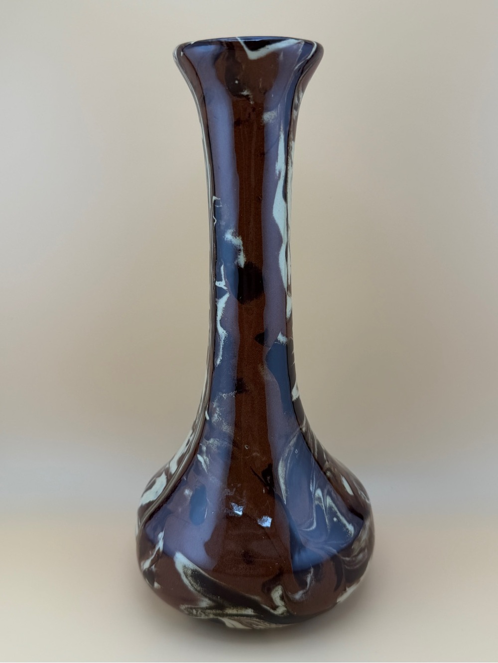 Clays In Calico - Cardwell Montana - Art Pottery 8 3/4" Vase Brown Swirl